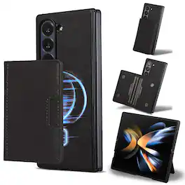 Dteck - 2-in-1 Magnetic Wallet Case for Samsung Galaxy Z Fold8 Ultra Shockproof Detachable Leather Cover - Black