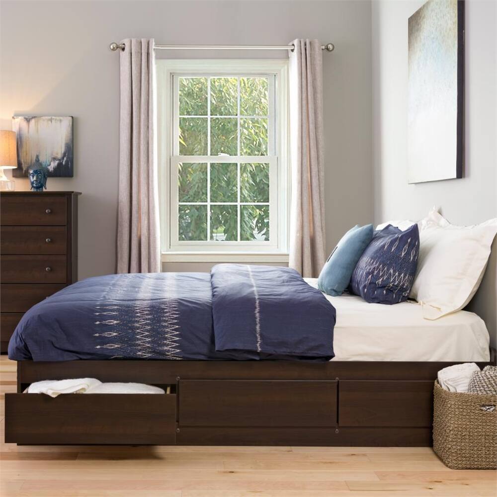 Prepac King Mate’s Platform Storage Bed with 6 Drawers Espresso EBK ...