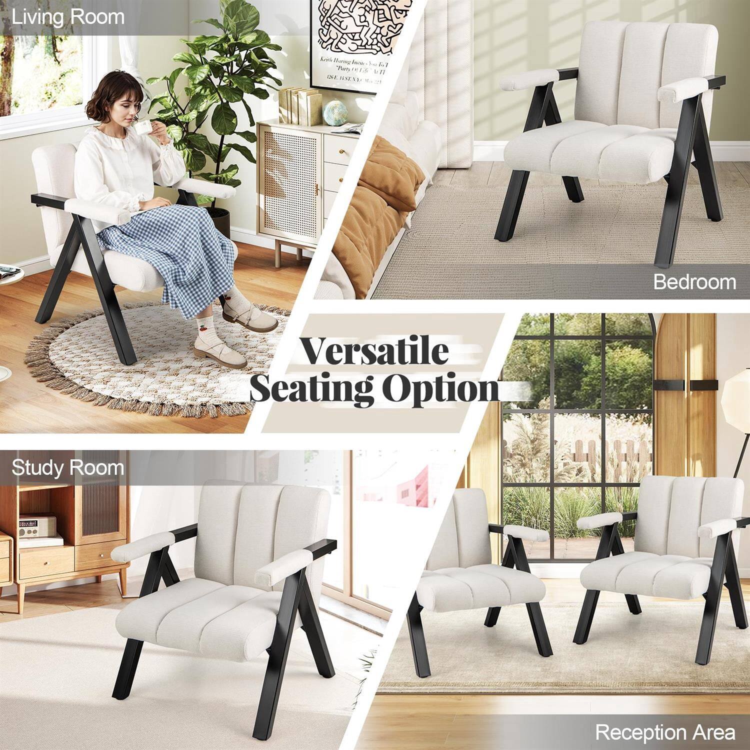 Living Room  
Versatile Seating Option  
Bedroom  
Study Room  
Reception Area