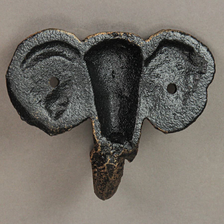 Zeckos 4 Inch Cast Iron Elephant Antique Decorative Wall Hooks Coat ...