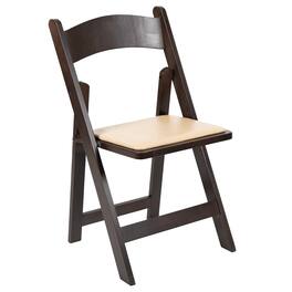 Emma + Oliver - Wood Folding Chair with Vinyl Padded Seat - Chocolate