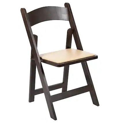 Front. Emma + Oliver - Wood Folding Chair with Vinyl Padded Seat - Chocolate.