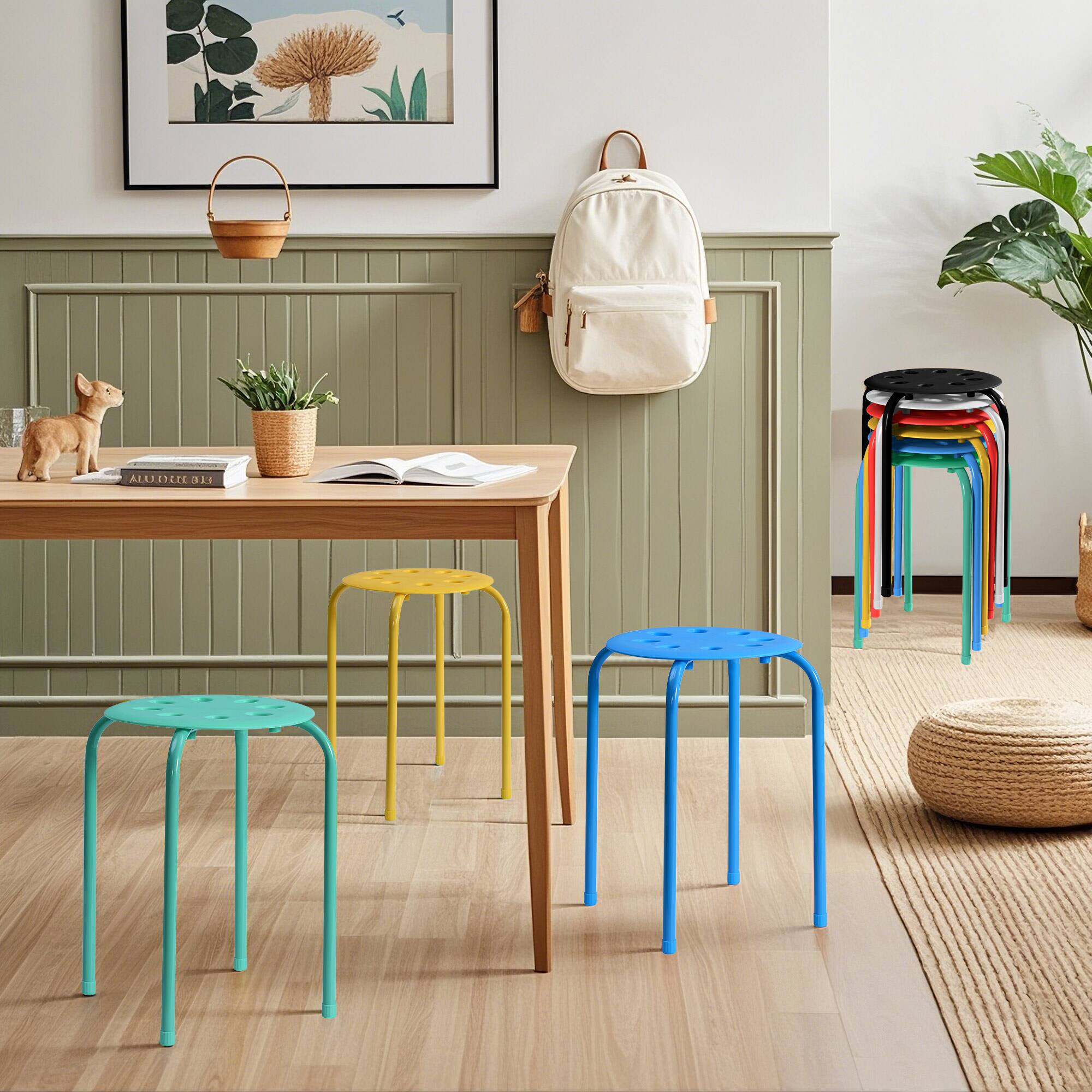 Alt View 1. Vecelo - 6Pcs Commercial Stackable Stools - 265 lb Weight Capacity, Multi-Color Lightweight Stools for Classroom/Office - Multicolor.