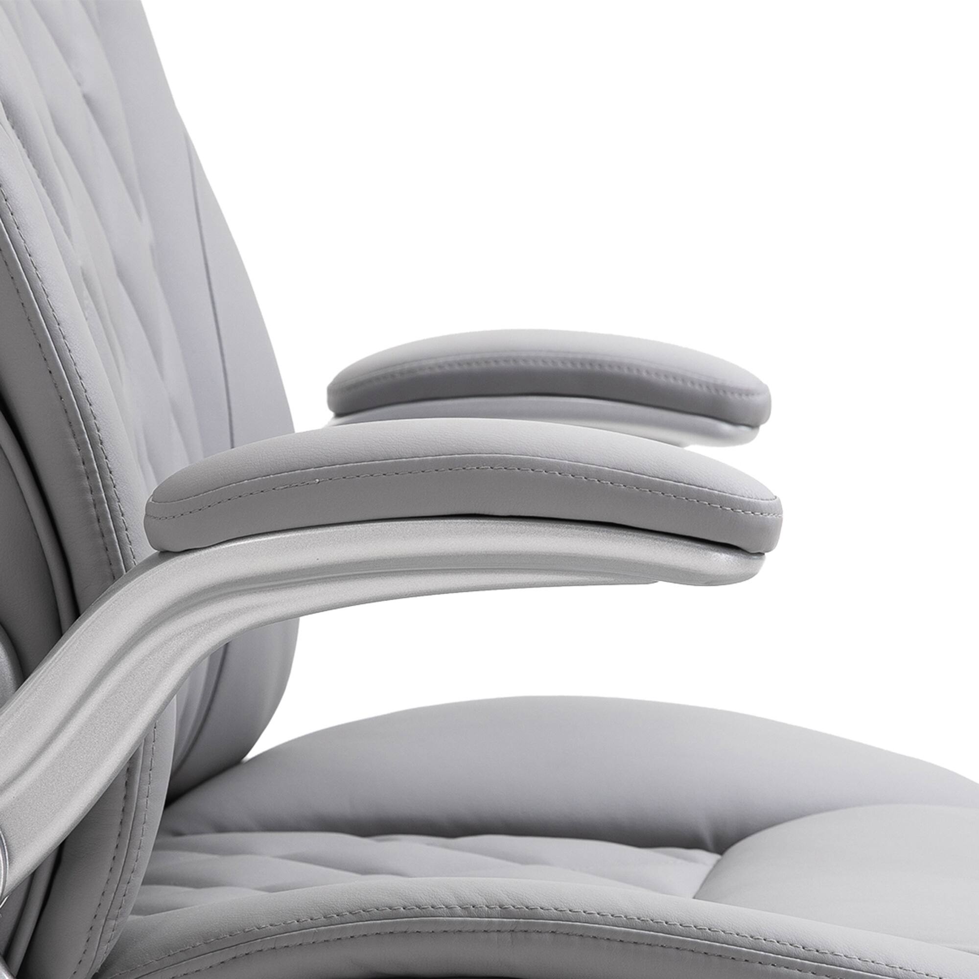 Alt View 9. Vinsetto - High Back 360° Swivel Ergonomic Home Office Chair with Flip Up Arms, Faux Leather Computer Desk Rocking Chair - Grey.