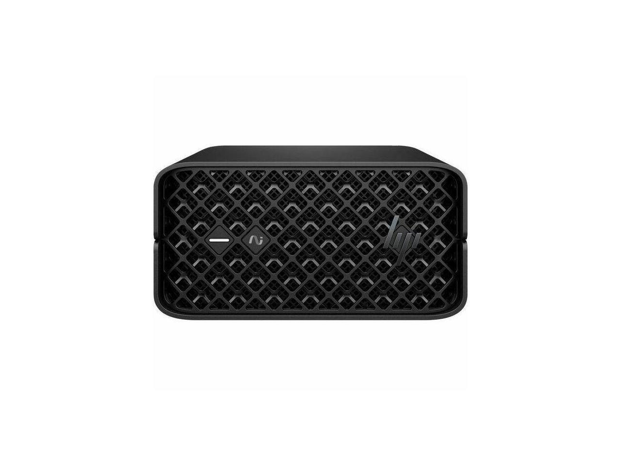 Front. HP - HP Z2 Mini G1a - Ryzen AI 385 - 64GB - 1TB SSD - Win 11 Pro - Radeon 8050S - 2.5GbE - Wireless - BN4F8UT#ABA - Black.