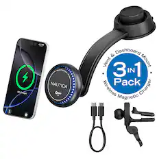 95% Charged
A Wineess Fest
Chorge NAUTICA QMAG AIR
Vent & Dashboard Mount 3 IN 1 Pack Wireless Charger Magnetic