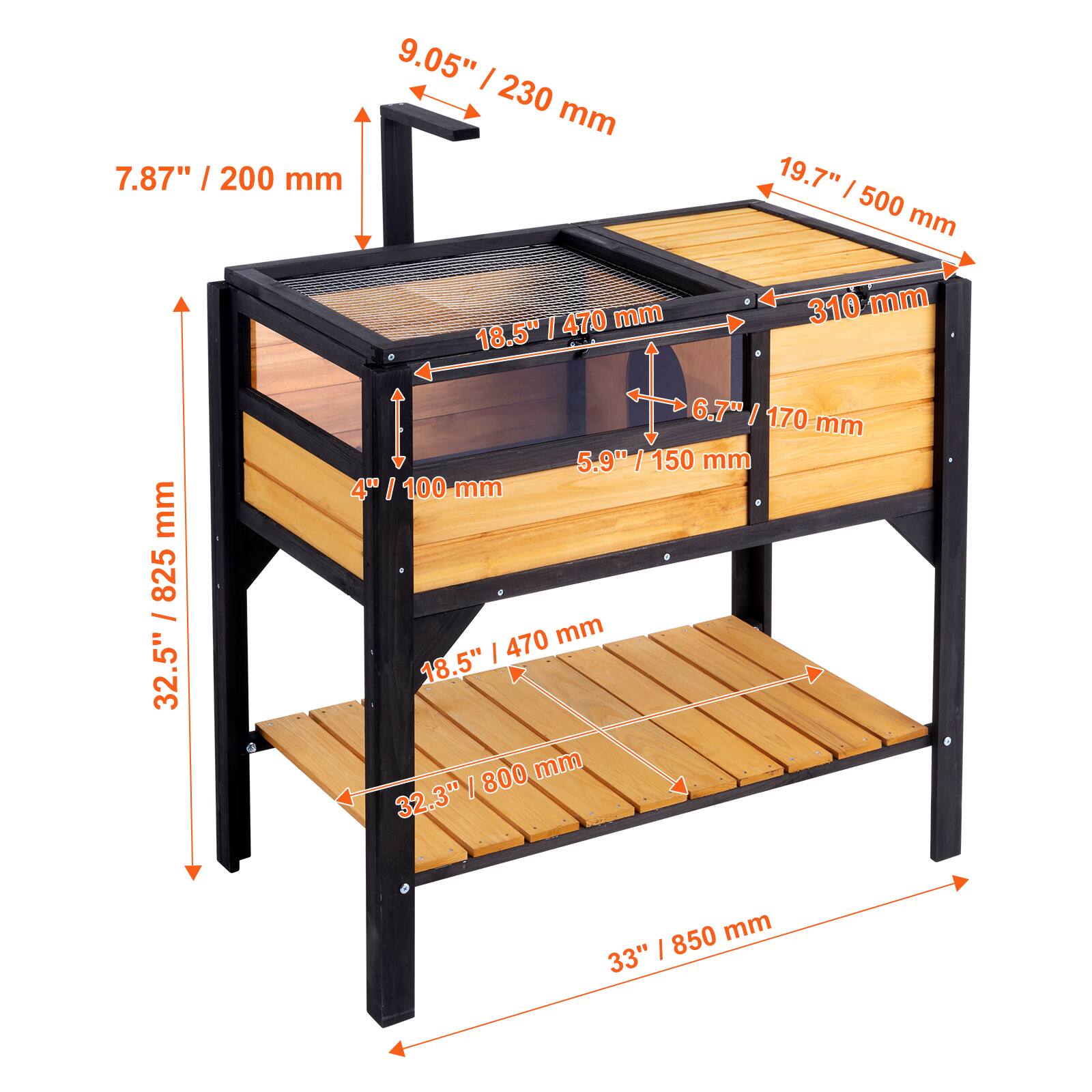 - 7.87" / 200 mm
- 9.05" / 230 mm
- 19.7" / 500 mm
- 18.5" / 470 mm
- 6.7" / 170 mm
- 5.9" / 150 mm
- 4" / 100 mm
- 32.5" / 825 mm
- 32.3" / 800 mm
- 33" / 850 mm
- 310 mm
- 18.5" / 470 mm