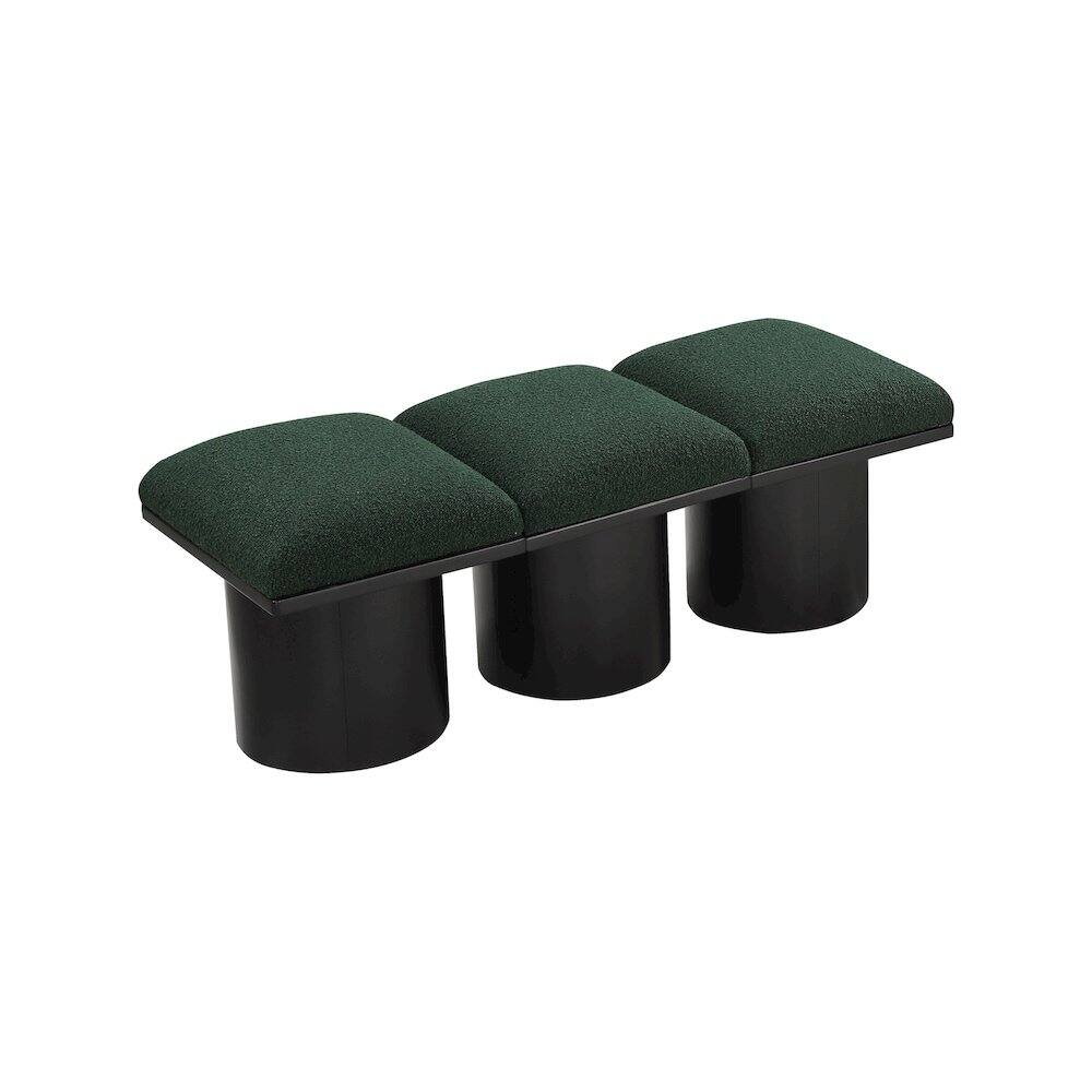 Back. Meridian Furniture - Pavilion Green Boucle Fabric Bench - Green Boucle Fabric.