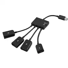 Front. Sanoxy - Micro USB Charging OTG Hub Splitter Cable For Smart Phone Android Tablet 4 In 1 - Black.