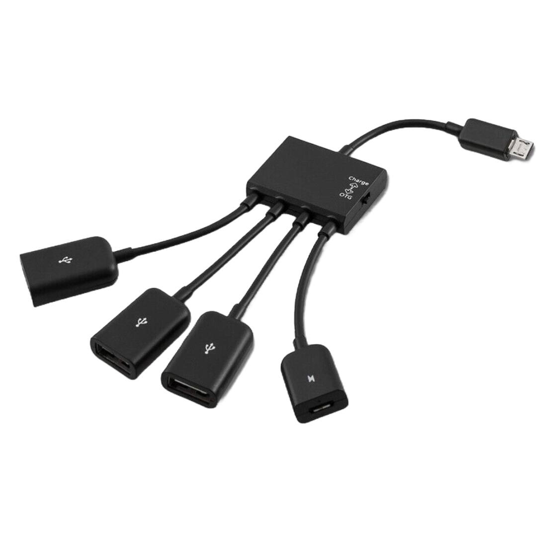 Sanoxy - Micro USB Charging OTG Hub Splitter Cable For Smart Phone Android Tablet 4 In 1 - Black