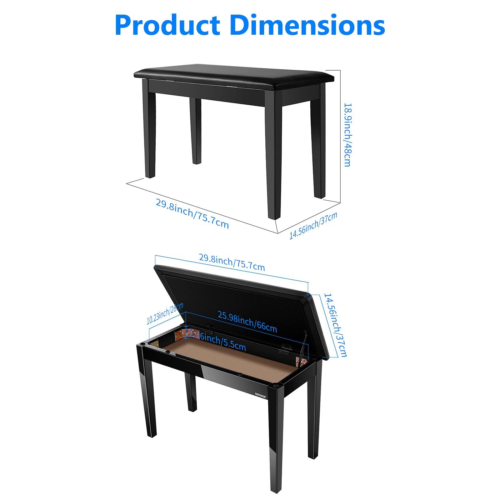 Product Dimensions: 18.9inch/48cm, 29.8inch/75.7cm, 14.56inch/37cm, 29.8inch/75.7cm, 10.23inch/26cm, 25.98inch/66cm, 14.56inch/37cm, 2.16inch/5.5cm