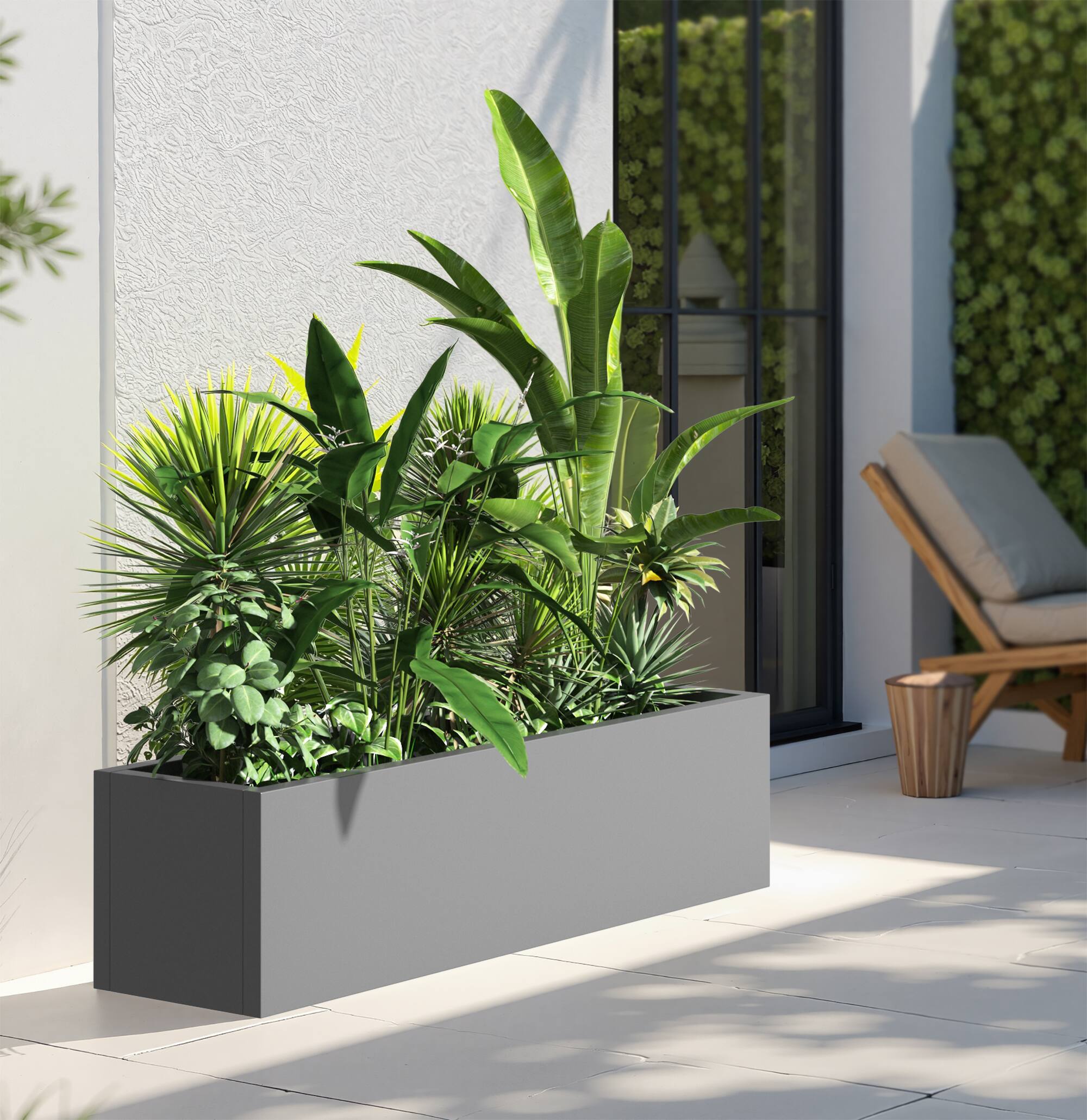 Alt View 4. PexFix - 36 in. W x 10 in. H Rectangle Metal Planter Box Raised Garden Beds with Drainage Hole-Ideal for Patio and Backyard - Gray.