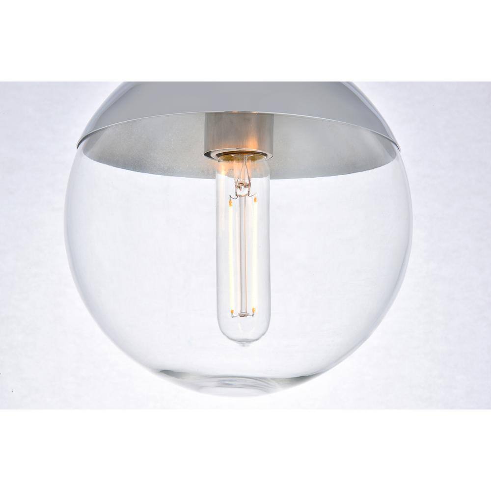 Alt View 1. Living District - Eclipse 1 Light Chrome Flush Mount With Clear Glass - Chrome And Clear.