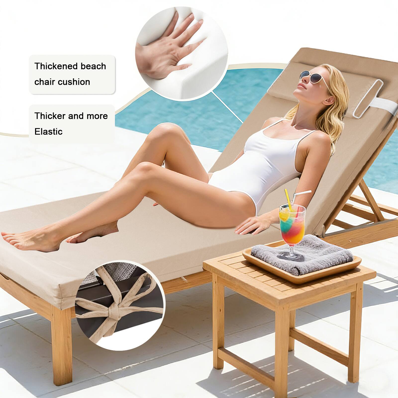 Thickened beach chair cushion  
Thicker and more Elastic