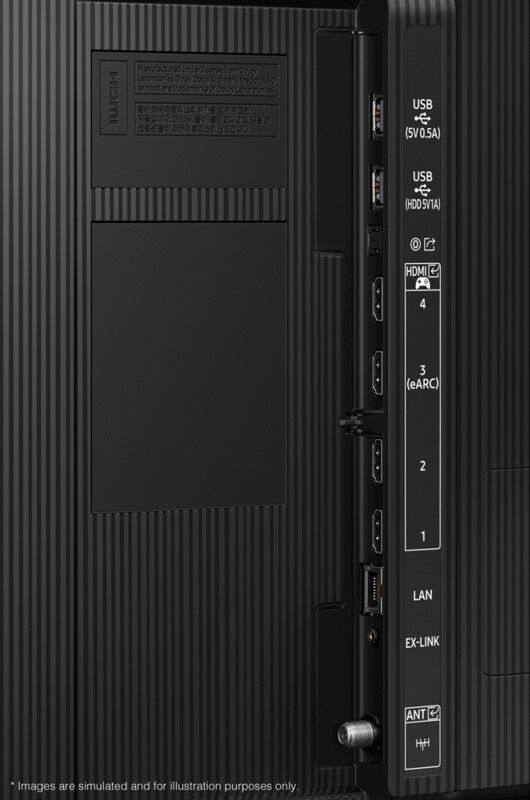 Ram 57 USB (5V0.5A) USB (HDD 5V1A) HDMI 4 (eARC) 3 2 1 LAN EX-LINK ANT HH

Images are simulated and for illustration purposes only.