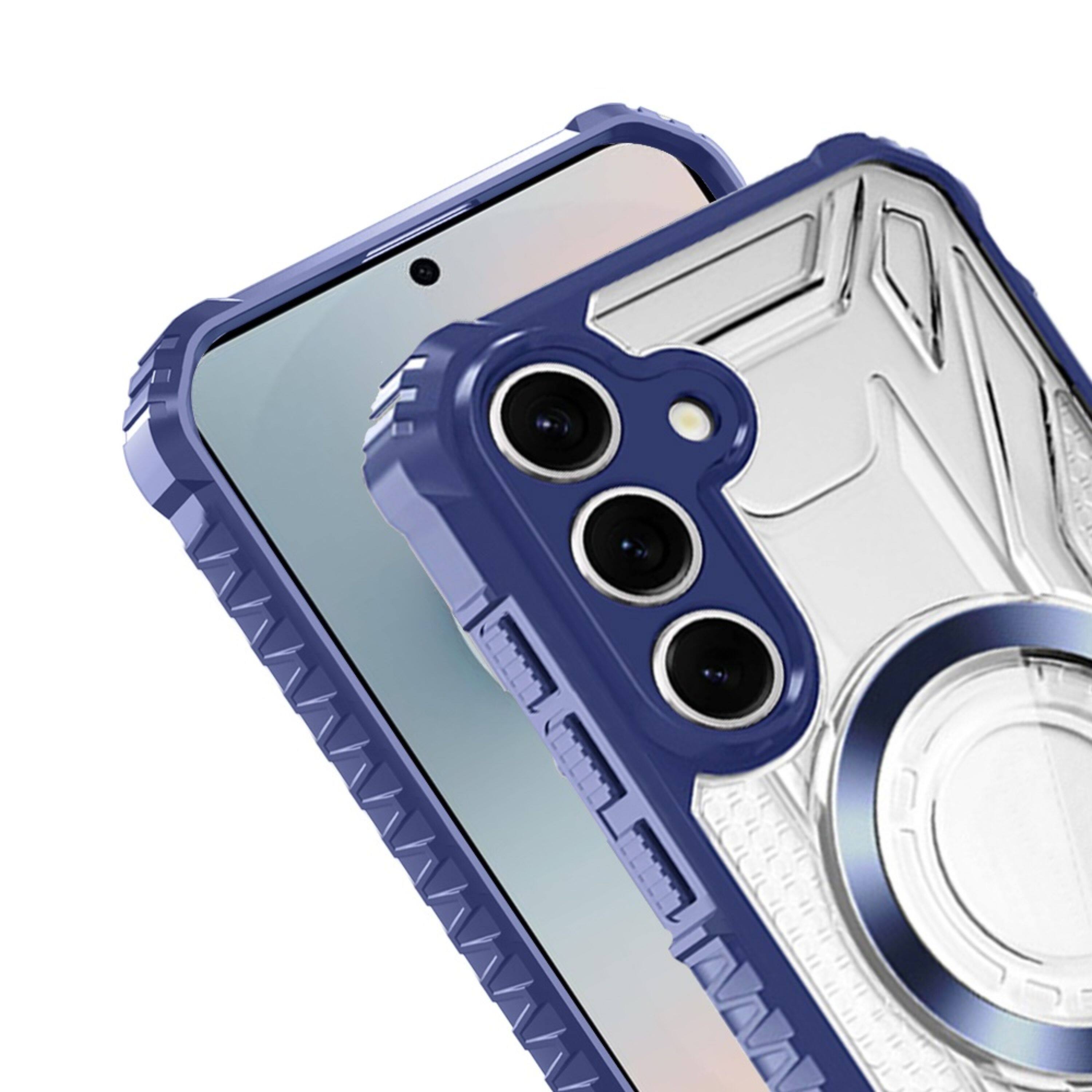 Angle. Kitcheniva - Magnetic Circle Shock Absorbent Phone Case With Tempered Glass For Samsung Galaxy S26 Dark Blue - Dark Blue.