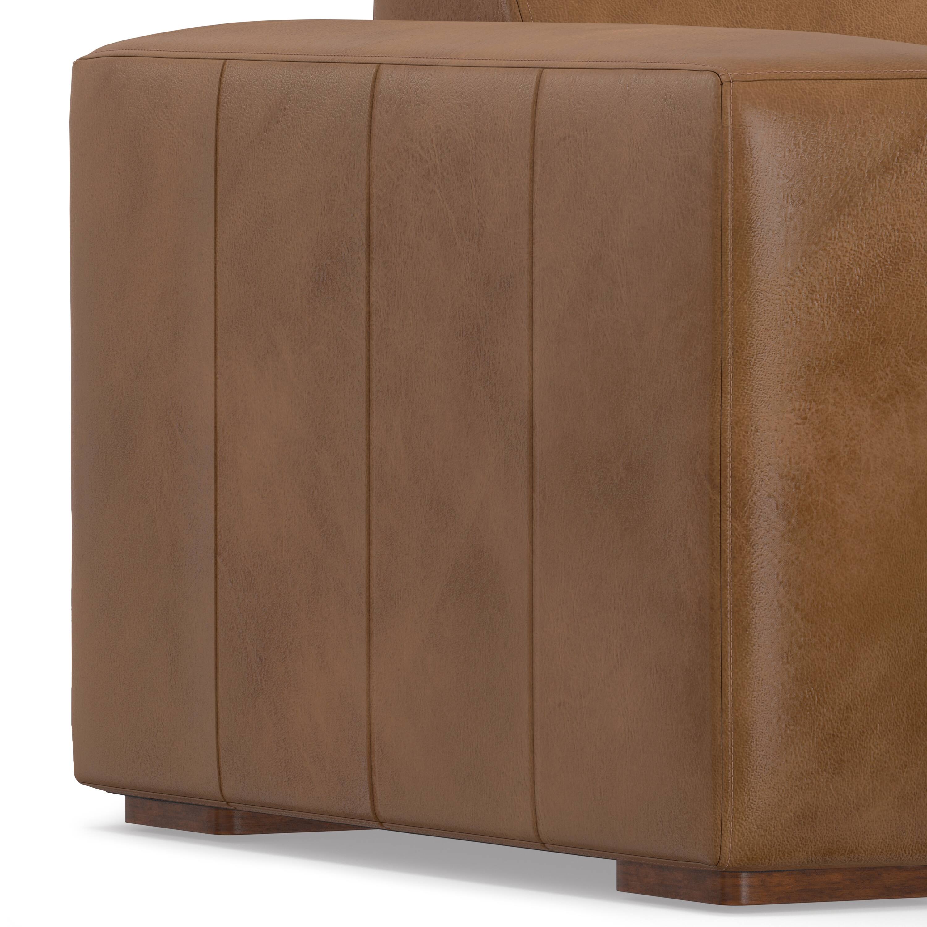 Alt View 4. Simpli Home - Rex Left Chaise Sofa Module in Genuine Leather - Caramel Brown.
