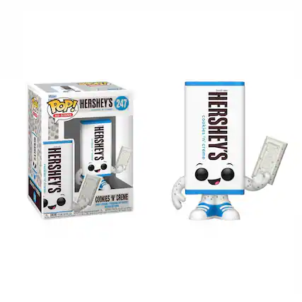 Sure, here is the corrected and grouped text from the image:
---
**Front of the Box:**
- **Top Left Corner:**
- "Funko"
- "POP! AD ICONS"
- **Main Text:**
- "HERSHEY'S"
- "247"
- "cookies 'n' creme"
- **Bottom Left Corner:**
- "COOKIES 'N' CREME"
- "VINTAGE AD"
- "DISEÑO DE VINYL"
- **Bottom Right Corner:**
- "© 2021 Funko"
---
**Side of the Box:**
- "HERSHEY'S"
- "cookies 'n' creme"
---
**Back of the Box:**
- "HERSHEY'S"
- "cookies 'n' creme"
---
**Funko Pop Figure:**
- "HERSHEY'S"
- "cookies 'n' creme"
---
**Additional Text on the Box:**
- "POP! AD ICONS"
- "HERSHEY'S"
- "cookies 'n' creme"
- "247"
- "VINTAGE AD"
- "DISEÑ