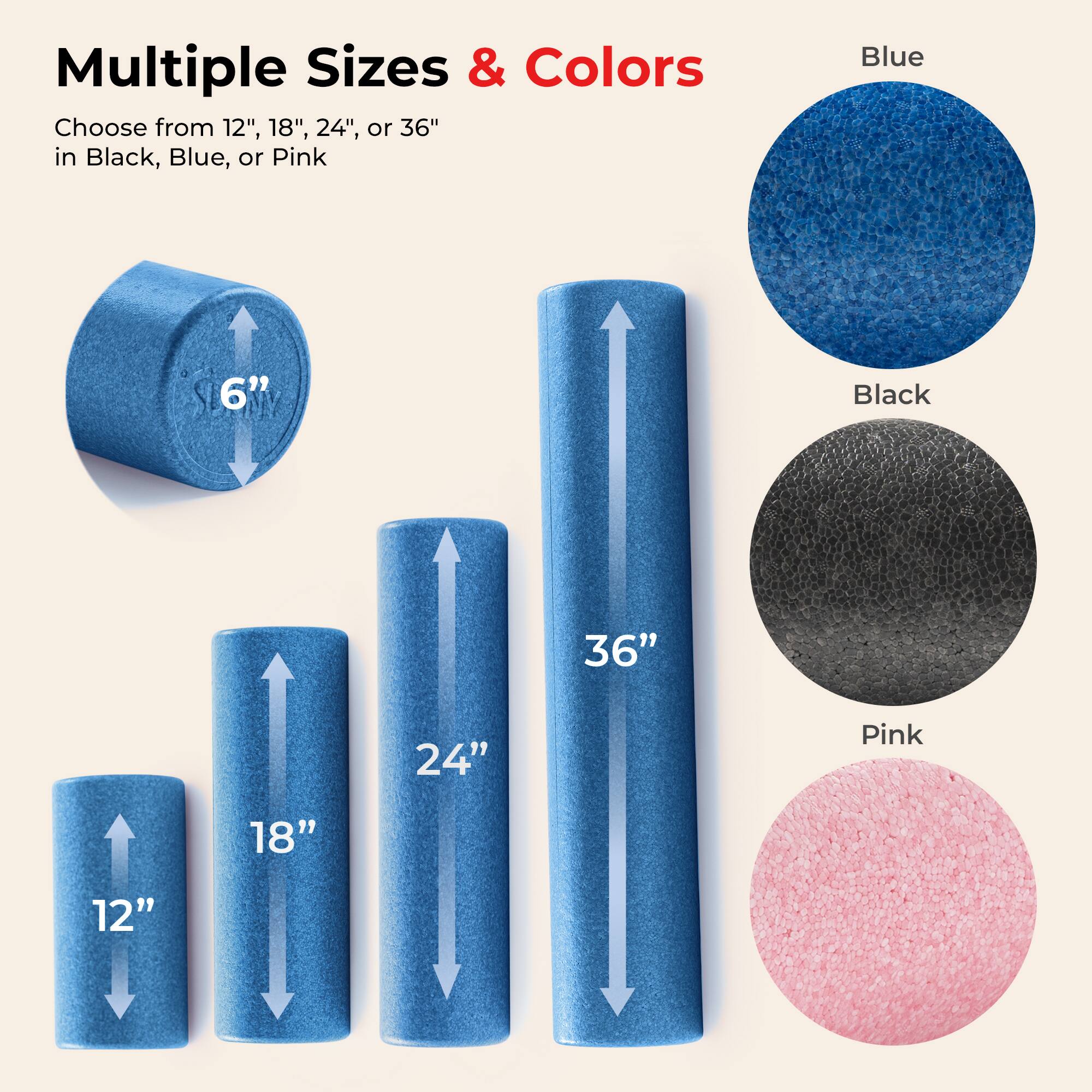 Multiple Sizes & Colors

Choose from 12", 18", 24", or 36" in Black, Blue, or Pink

- Blue
- Black
- Pink

6" Black
12" Blue
18" Blue
24" Blue
36" Blue