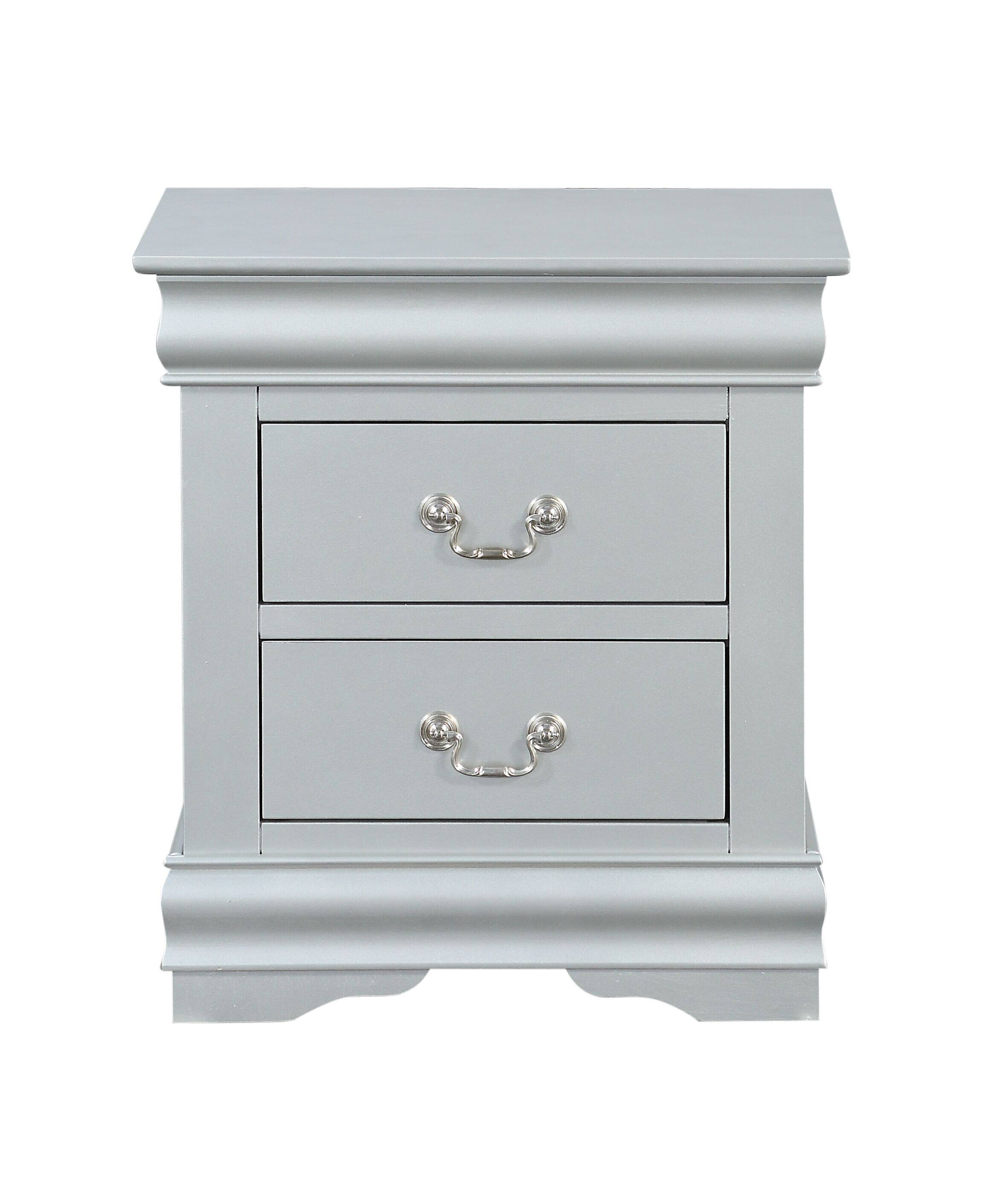 Left. Tiramisubest - Sleek Platinum Finish Nightstand with Smooth Glide Drawer - Silver.