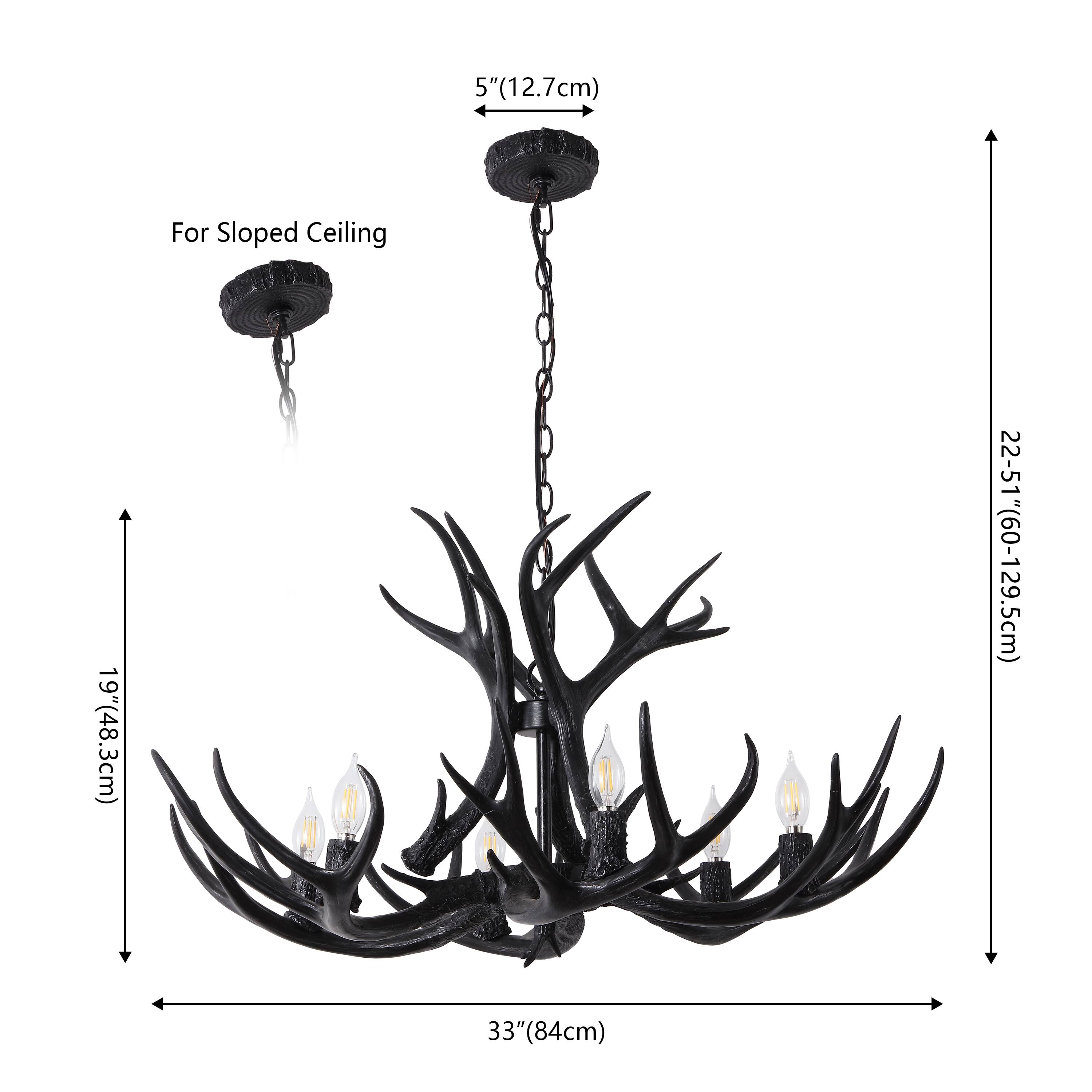 5" (12.7cm) For Sloped Ceiling  
19" (48.3cm)  
22-51" (60-129.5cm)  
33" (84cm)