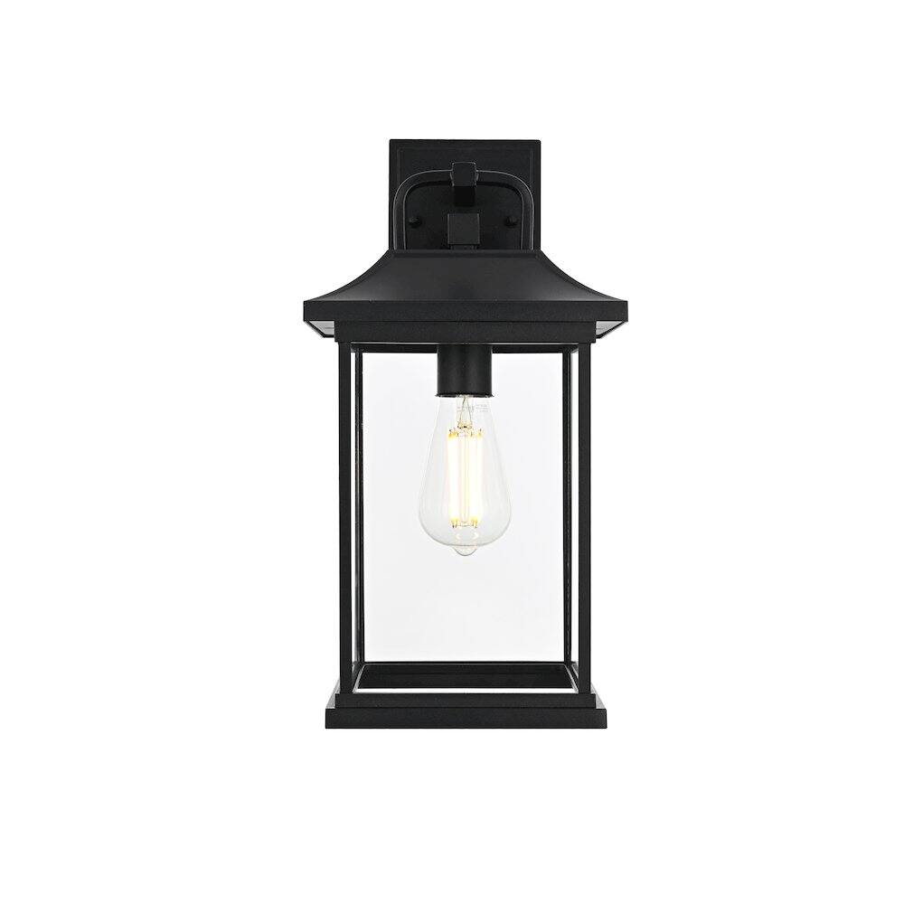 Back. Elegant Lighting - Saul 16 inch Outdoor Wall sconce in Black - Black And Clear.