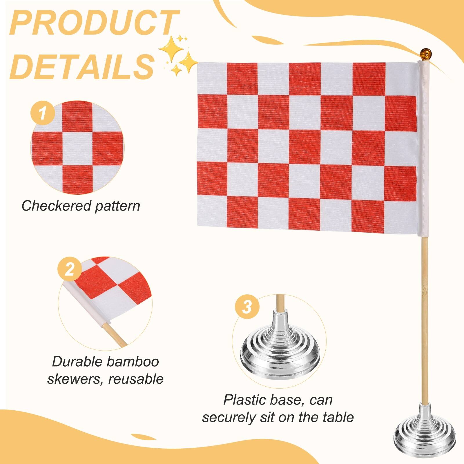 PRODUCT DETAILS

1. Checkered pattern

2. Durable bamboo skewers, reusable

3. Plastic base, can securely sit on the table