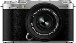 Fujifilm - X-M5 Body with XC15-45mmF3.5-5.6 OIS PZ Lens Kit - Silver - Front_Zoom