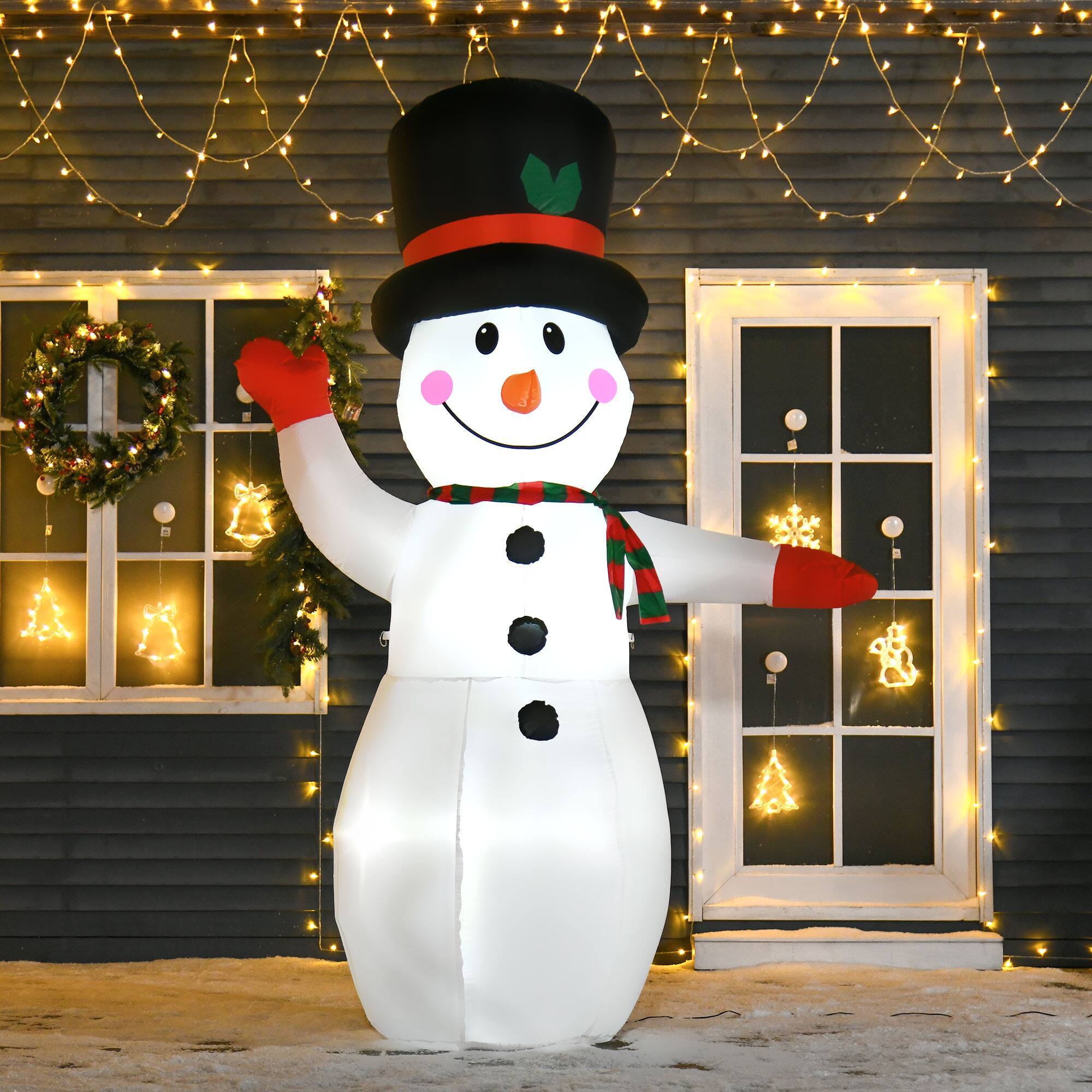 Alt View 1. Homcom - 8’ Christmas Inflatables Outdoor Snowman, Blow-Up Yard Decor with LED Lights - White.