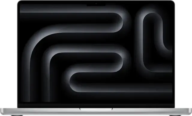Front. Apple - Geek Squad Certified Refurbished MacBook Pro 14" Laptop - M3 chip - 8GB Memory - 10-core GPU - 1TB SSD - Silver.