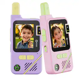 Contixo - Kids Video Walkie Talkies 2-Pack with Camera, 2-Way Voice & Video, Flashlight, SOS Alarm & Voice Changer - Pink,Purple
