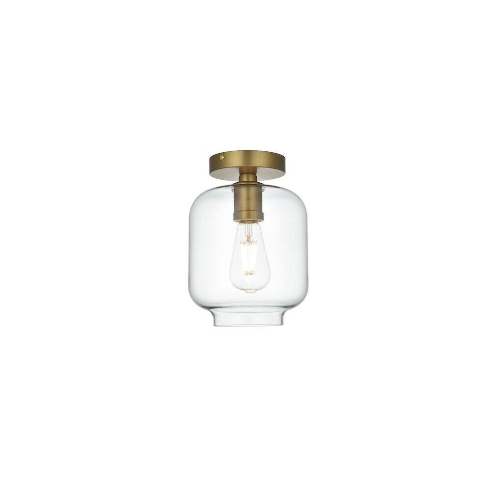 Back. Living District - Collier 7.5 Inch Flush Mount Ceiling Light Clear Shade in Satin Gold - Satin Gold And Clear.