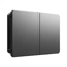 Front. Storm Shell - Deluxe Weatherproof 55” Outdoor TV Enclosure with Full Motion TV Mount Included - Black.