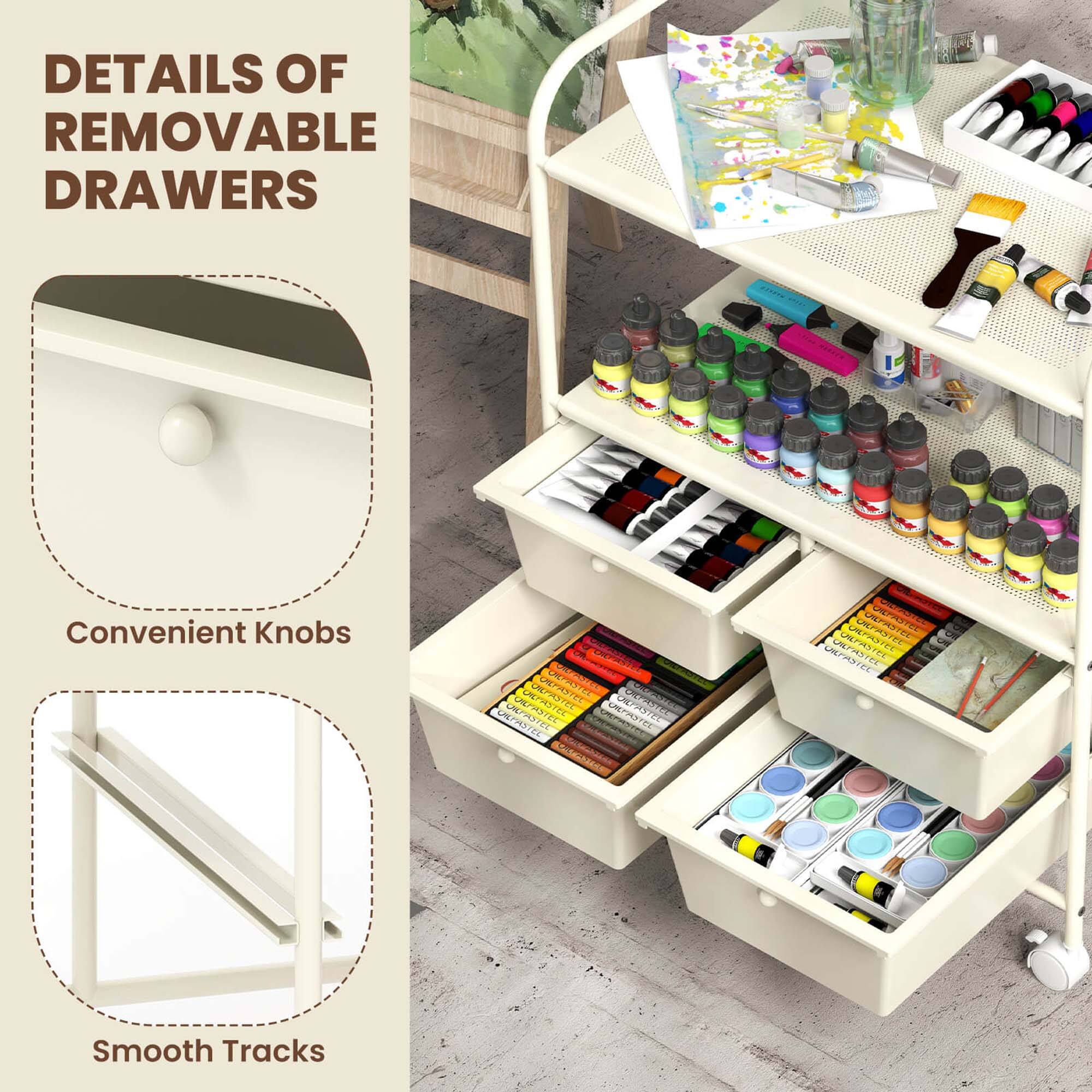 DETAILS OF REMOVABLE DRAWERS
Convenient Knobs
Smooth Tracks