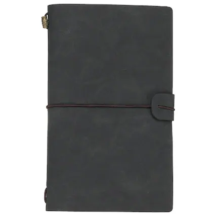 Front. Unique Bargains - 1pc Vintage Retro PU Leather Notebook, Refillable Travel Journal Notebook for Diary Planner, Compact - Calm Gray.