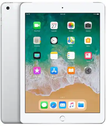 Front. Apple - Certified Refurbished - Apple iPad (6th Generation) (2018) Wi-Fi + Cellular - 32GB (Unlocked) - Silver.