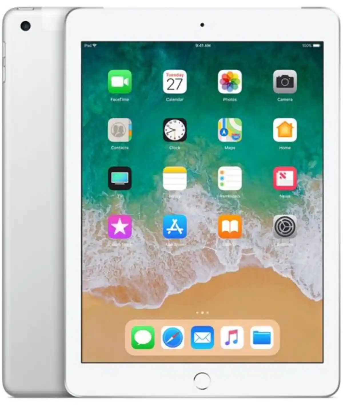 Front. Apple - Certified Refurbished - Apple iPad (6th Generation) (2018) Wi-Fi + Cellular - 32GB (Unlocked) - Silver.