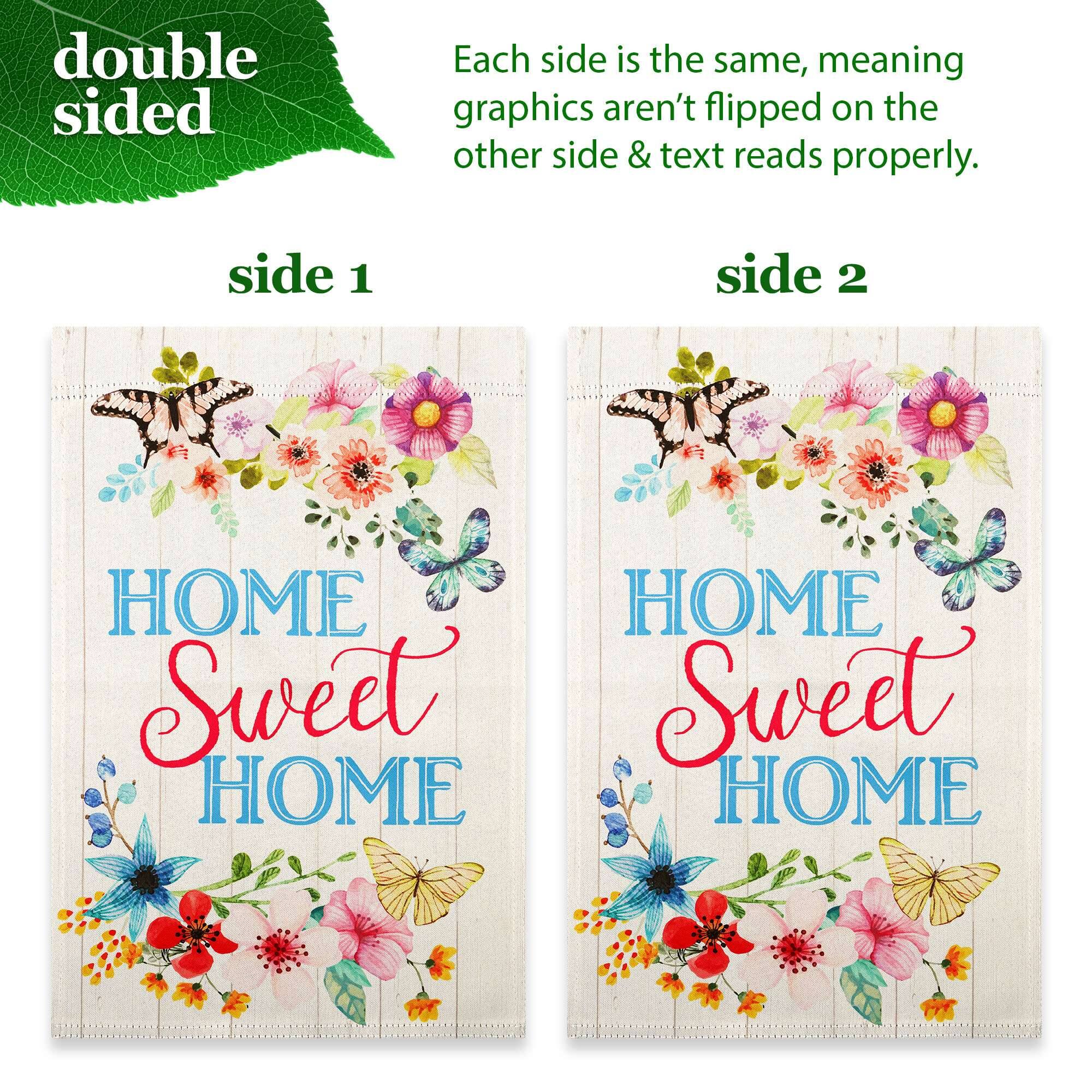 double sided

Each side is the same, meaning graphics aren't flipped on the other side & text reads properly.

side 1

HOME Sweet HOME

side 2

HOME Sweet HOME