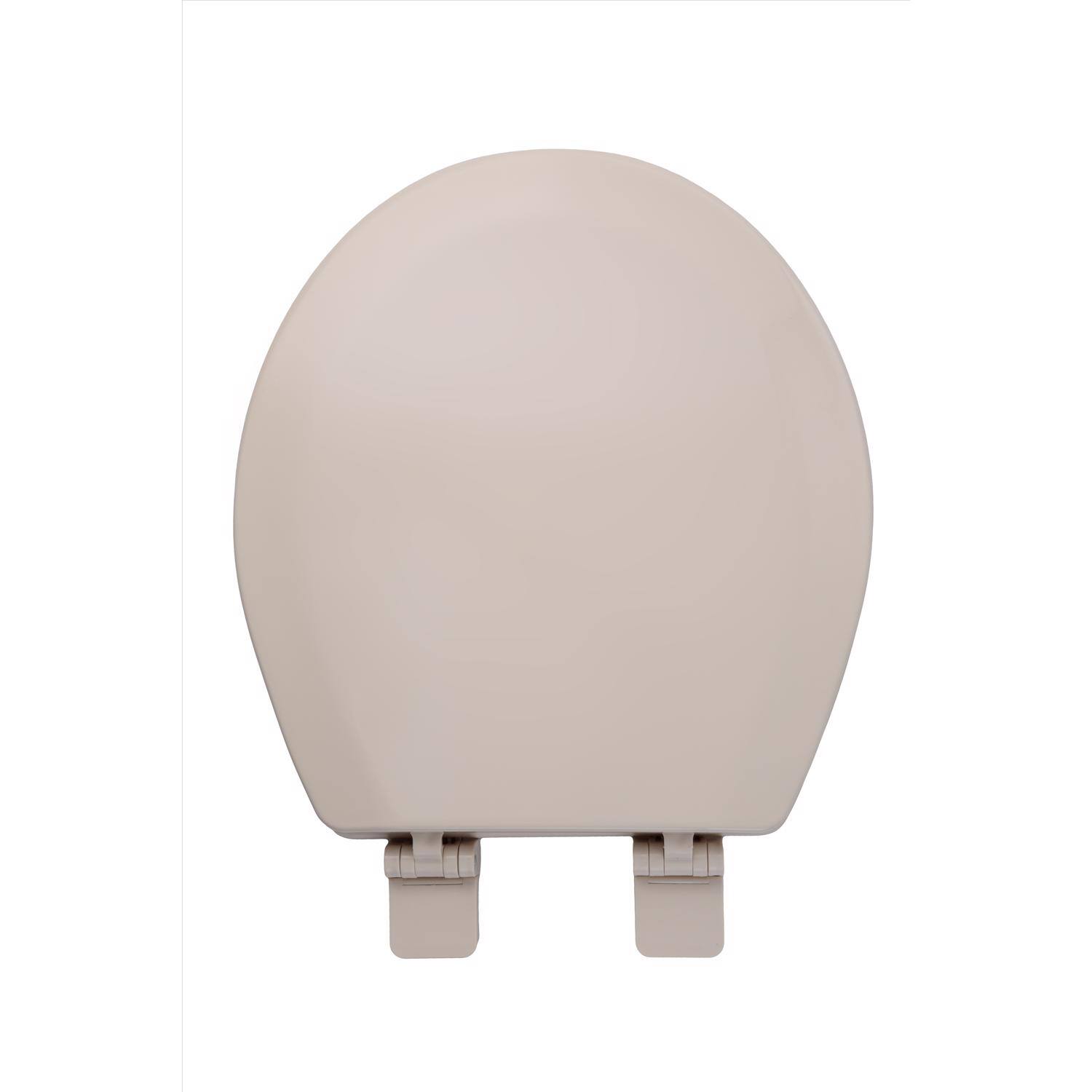 Angle. OAKBROOK - OakBrook Collection Laurel Round Biscuit Wood Toilet Seat - Biscuit.