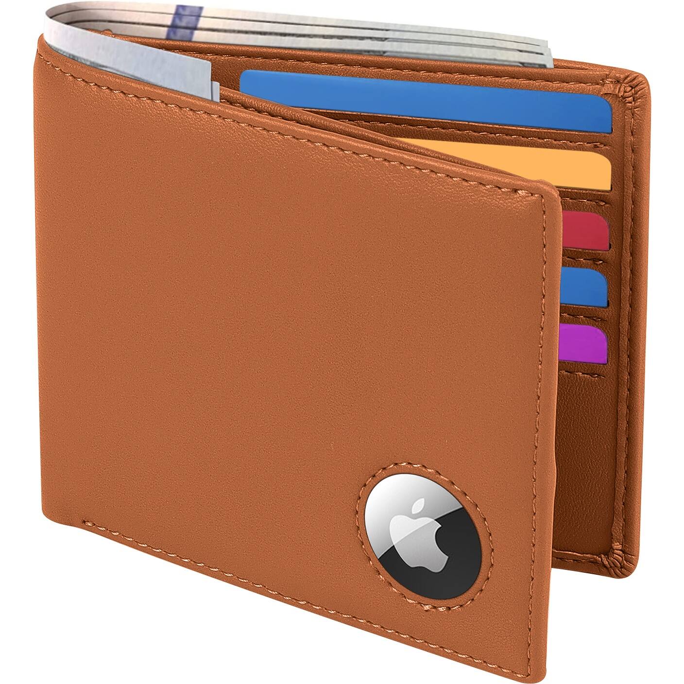 Alt View 11. SaharaCase - Genuine Leather Wallet Case for Apple AirTag - Brown.