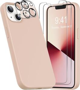 Entronix - 5-in-1 Accessory Bundle for iPhone 15 Plus - Liquid Silicone Case, Screen & Camera Protectors - Rose Gold