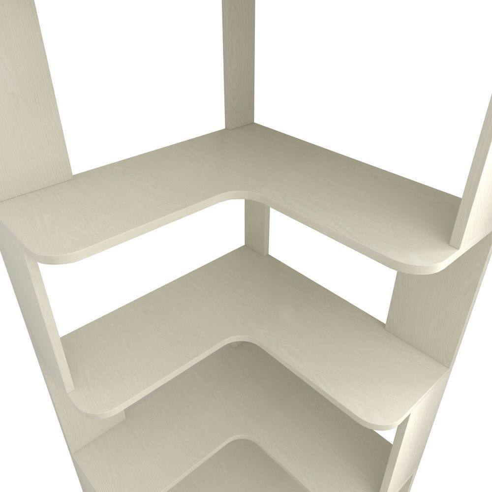 Back. Kadyn - 6-Tier L-Shaped Corner Bookshelf, Wood Bookcase with Anti-Tip Device - White.