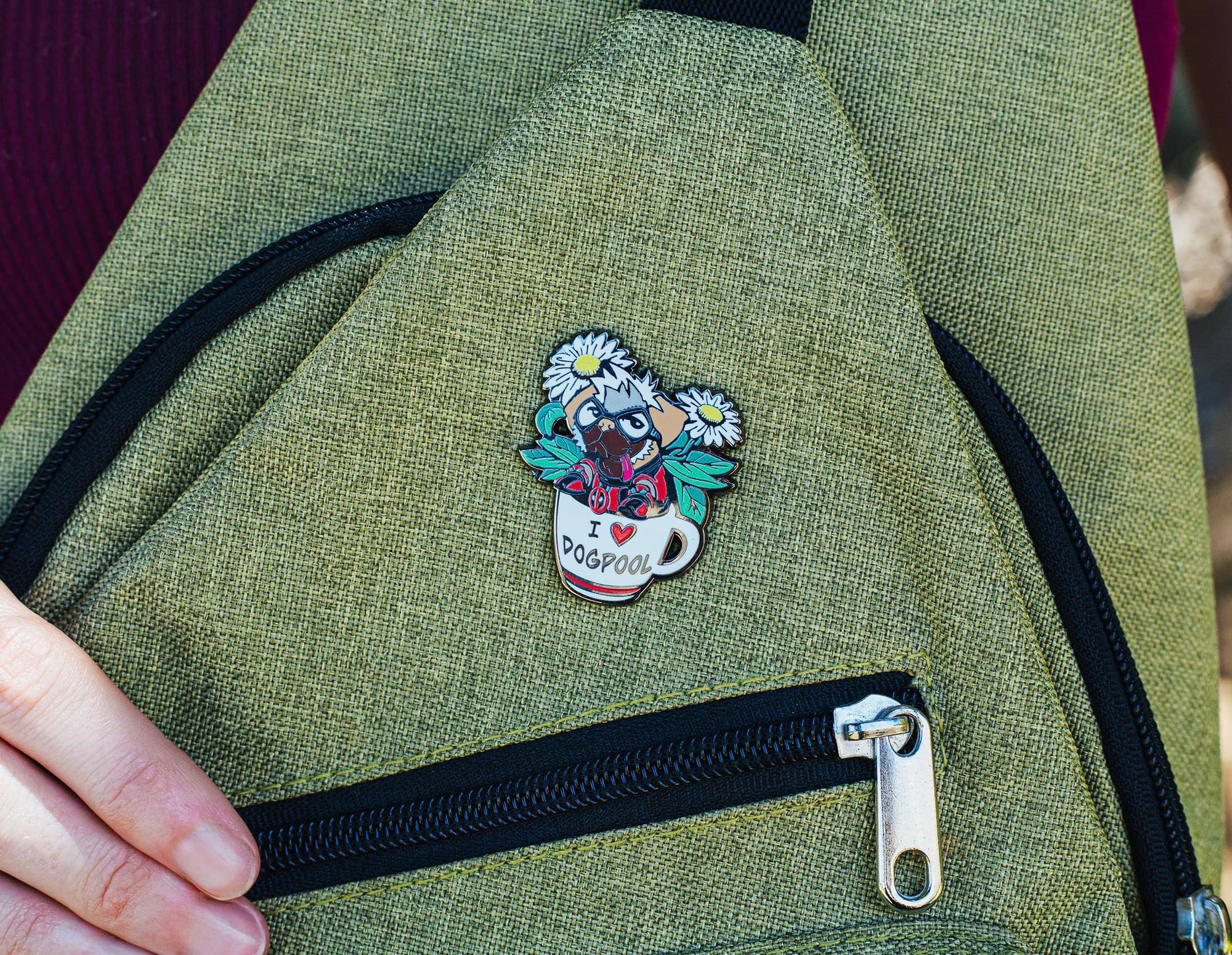 Alt View 4. SalesOne LLC - Marvel Studios Deadpool & Wolverine "Dogpool" Enamel Pin | SDCC 2024 Exclusive - Red.