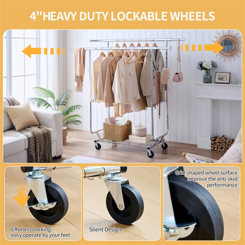 4" HEAVY DUTY LOCKABLE WHEELS

Grid-shaped wheel surface improve the anti-skid performance

Effortless Locking: easy operate by your feet

Silent Design