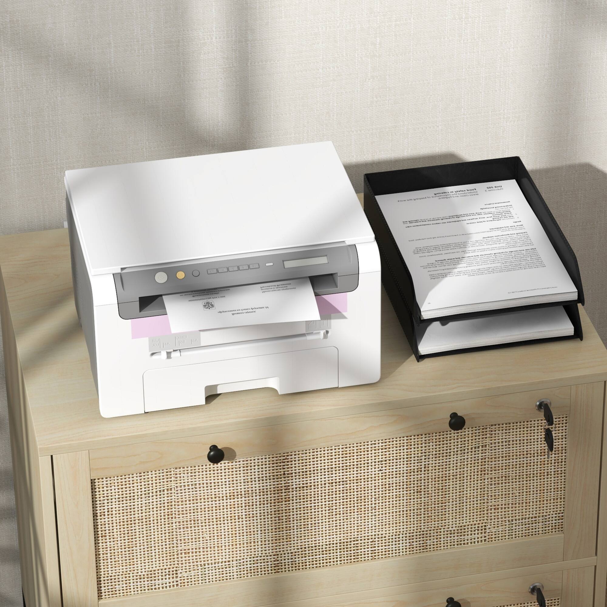 Alt View 8. Vinsetto - 2 Rattan Drawer File Cabinet with Lock, Lateral Filing Cabinet with Adjustable Hanging Bar for Letter.