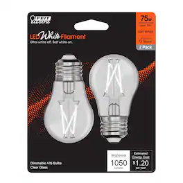 FEIT ELECTRIC - Feit White A15 E26 (Medium) Filament LED Bulb Soft White 75 Watt Equivalence 2 pk