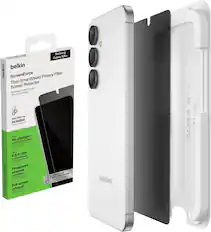 Samsung Galaxy S26+
belkin ScreenForce Privacy Filter Titan SmartShield Screen Protector
Protecteur d'écran avec filtre de confidentialité
Easy Align tray included
Up to 18x stronger than traditional glass*
Up to 6.5 ft./2m drop protection*
Fingerprint scanner compatible
Full screen privacy
Engineered with Titan Nano-Titan Technology
SAMSUNG | AES A.t REV 7100-01848 A.X V