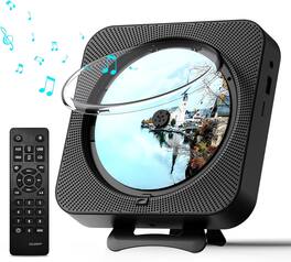 FINEAK - Portable Bluetooth CD Player for Home with Dual Speakers & FM Radio - Black