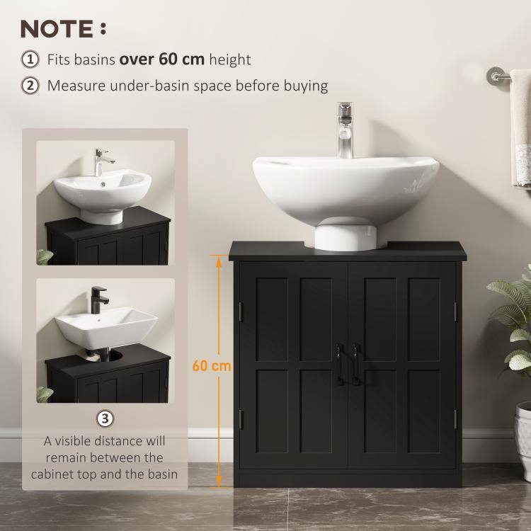 NOTE:
1. Fits basins over 60 cm height
2. Measure under-basin space before buying
3. A visible distance will remain between the cabinet top and the basin