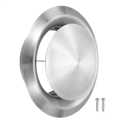 Front. Unique Bargains - 1Set 8" Round Ceiling Diffuser, 304 Stainless Steel Adjustable Wall Air Vent Diffuser Duct Cover Exhaust Supply - Silver.